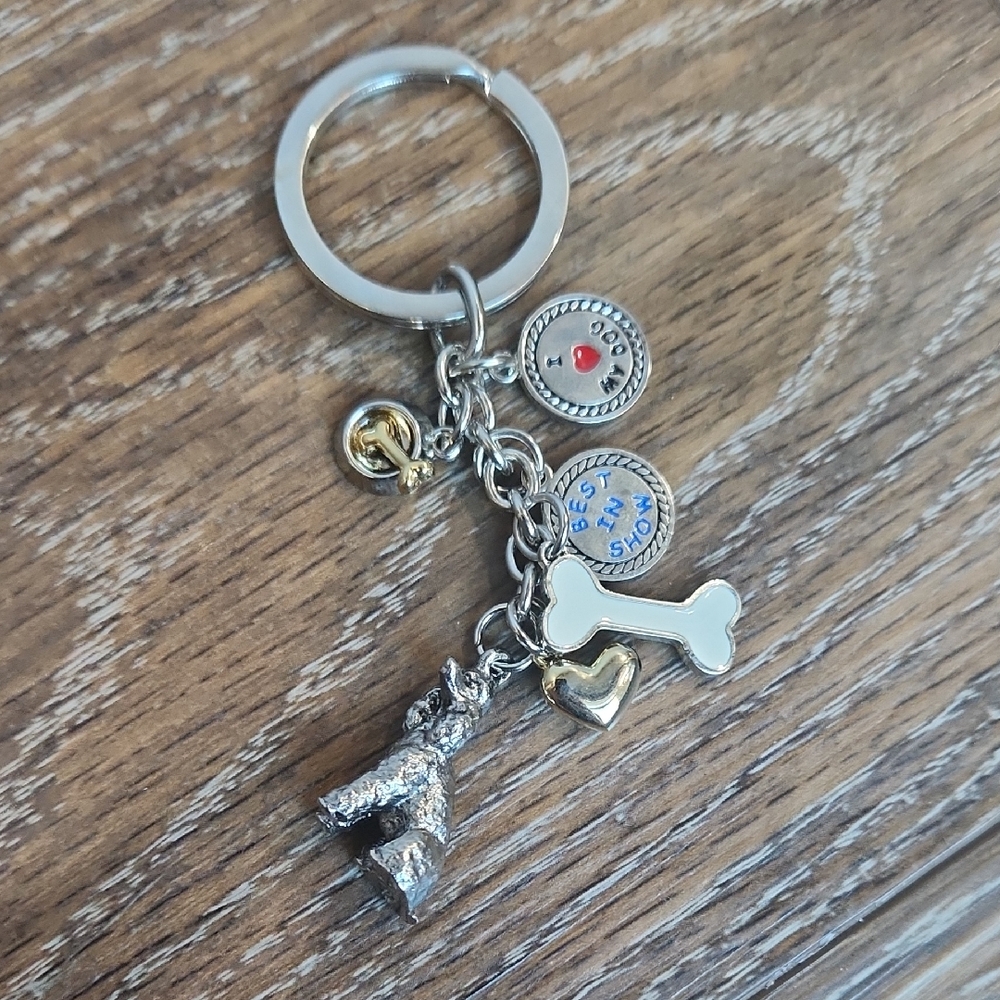 NWOT Poodle Best In Show I Love My Dog Keychain Heart Bone